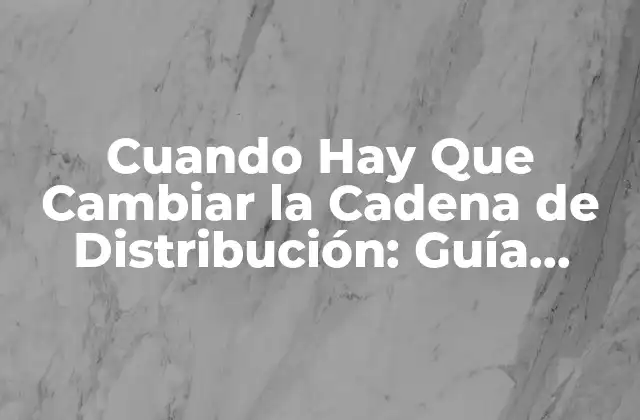 Cuando Hay que Cambiar la Cadena de Distribución: Guía Completiva