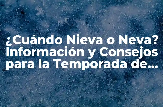 ¿cuándo Nieva o Neva? Información y Consejos para la Temporada de Invierno