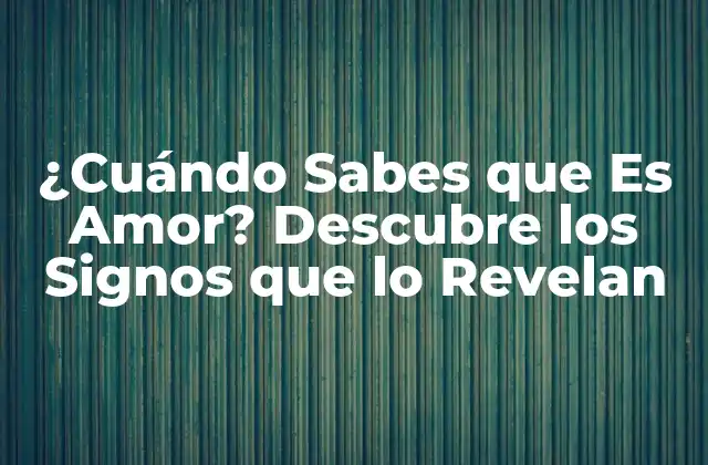 ¿cuándo Sabes que es Amor? Descubre los Signos que Lo Revelan