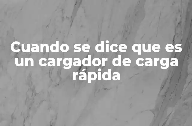Cuando Se Dice que es un Cargador de Carga Rápida