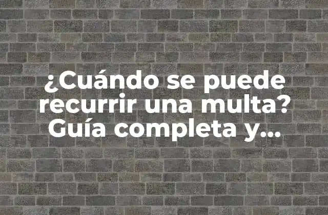 ¿cuándo Se Puede Recurrir una Multa? Guía Completa y Detallada