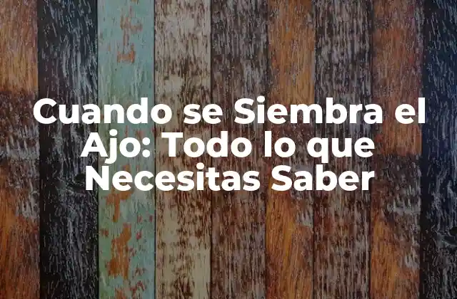 ¿Cuándo es la Mejor Época para Sembrar Ajo en tu Región?