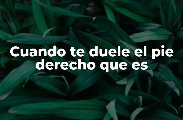 Cuando Te Duele el Pie Derecho que es
