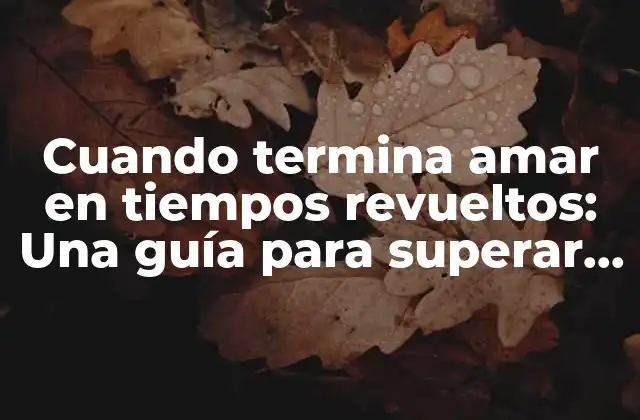Cuando Termina Amar en Tiempos Revueltos: una Guía para Superar la Crisis