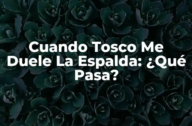 Cuando Tosco Me Duele la Espalda: ¿qué Pasa?