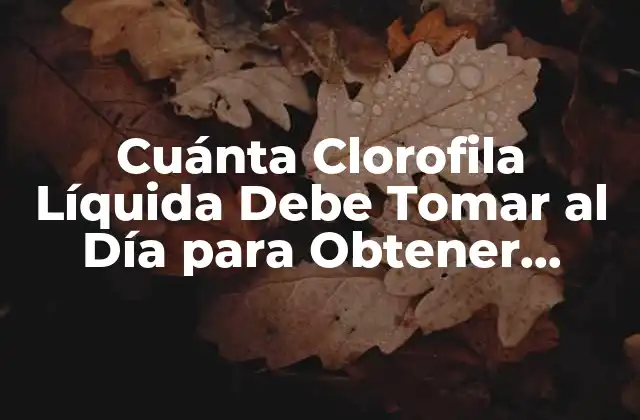 Cuánta Clorofila Líquida Debe Tomar Al Día para Obtener Beneficios para la Salud