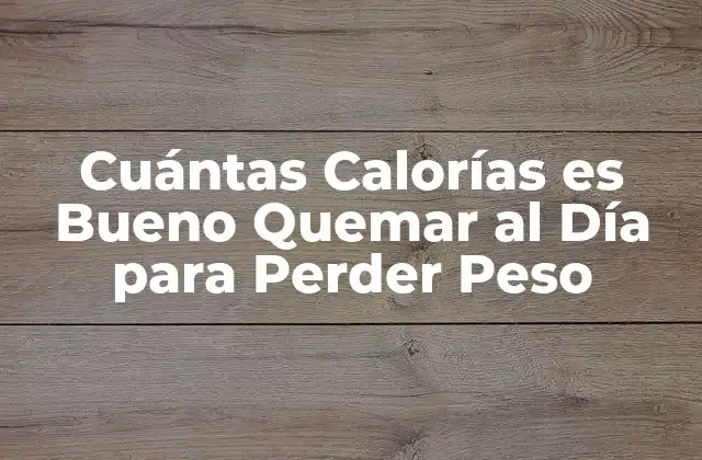 Cuántas Calorías es Bueno Quemar Al Día para Perder Peso