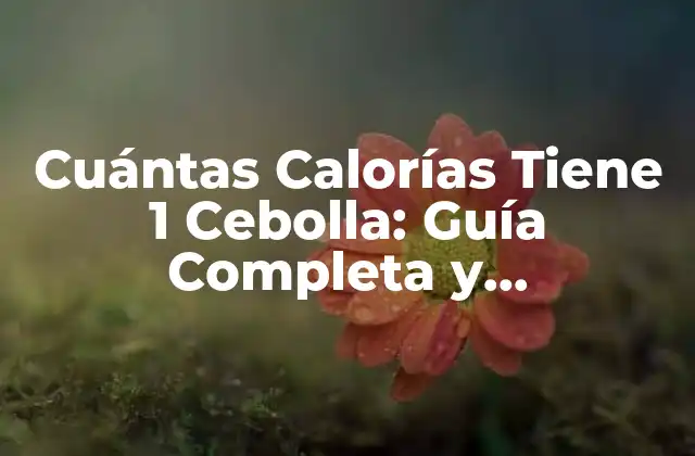 Cuántas Calorías Tiene 1 Cebolla: Guía Completa y Actualizada