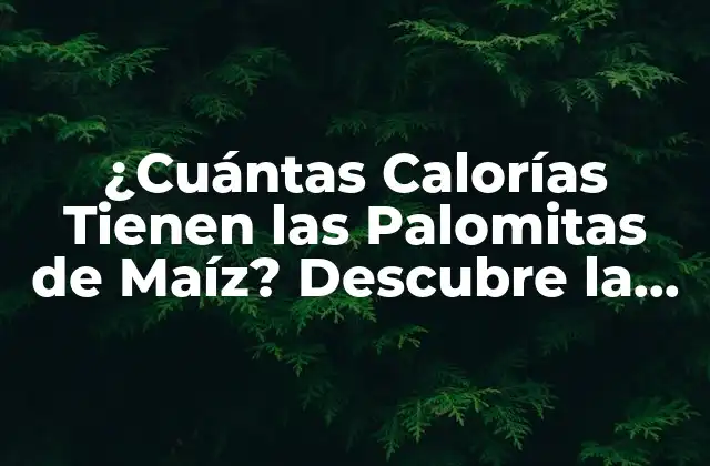 ¿cuántas Calorías Tienen las Palomitas de Maíz? Descubre la Verdad sobre Si las Palomitas de Maíz Engordan