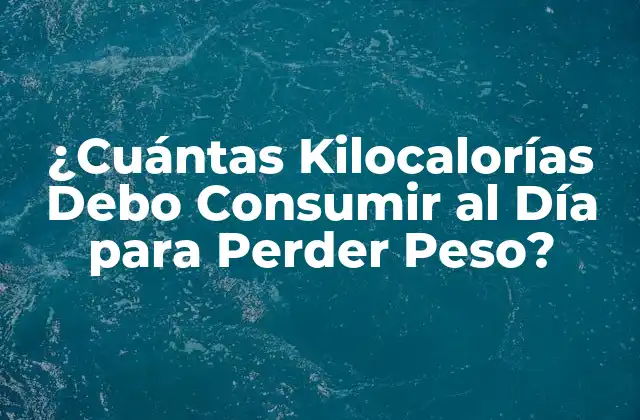 ¿cuántas Kilocalorías Debo Consumir Al Día para Perder Peso?