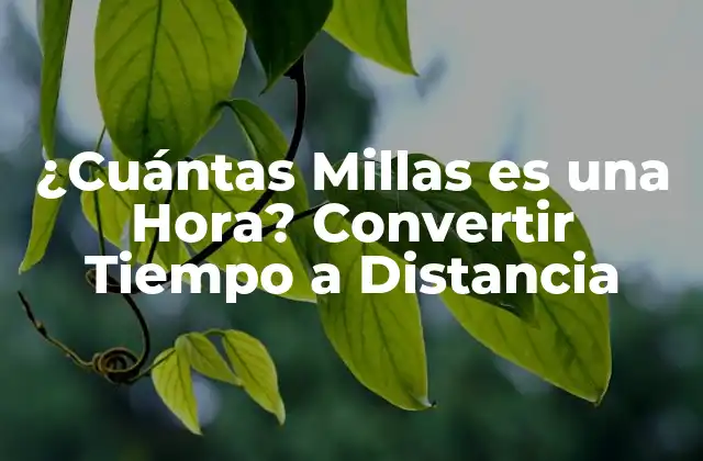 ¿cuántas Millas es una Hora? Convertir Tiempo a Distancia