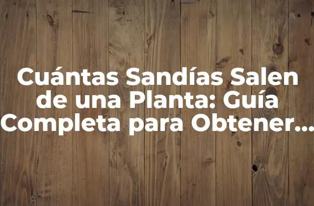 Cuántas Sandías Salen de una Planta: Guía Completa para Obtener una Mayor Producción