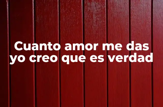 Cuanto Amor Me Das Yo Creo que es Verdad