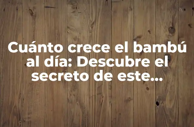 Cuánto Crece el Bambú Al Día: Descubre el Secreto de Este Milagroso Vegetal