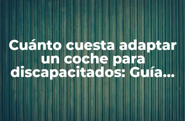 Cuánto Cuesta Adaptar un Coche para Discapacitados: Guía Completa