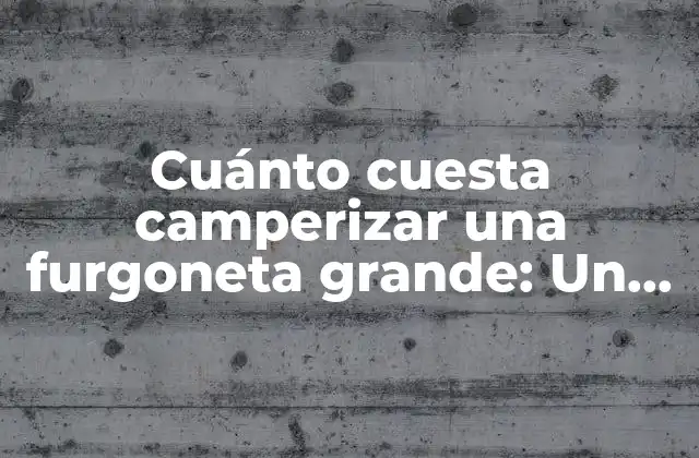 Cuánto Cuesta Camperizar una Furgoneta Grande: un Guía Completo