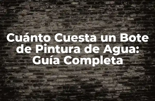 Cuánto Cuesta un Bote de Pintura de Agua: Guía Completa