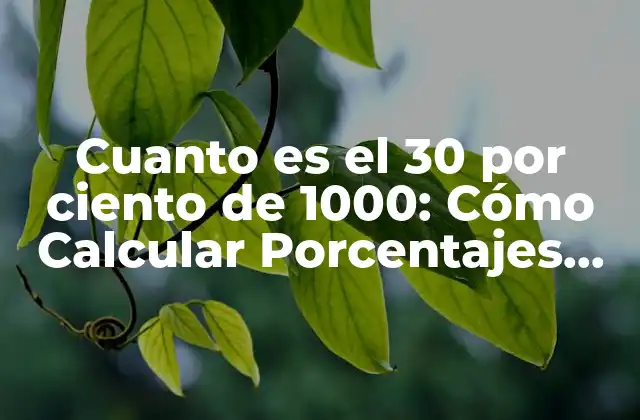 Cuanto es el 30 por Ciento de 1000: Cómo Calcular Porcentajes con Fácilidad