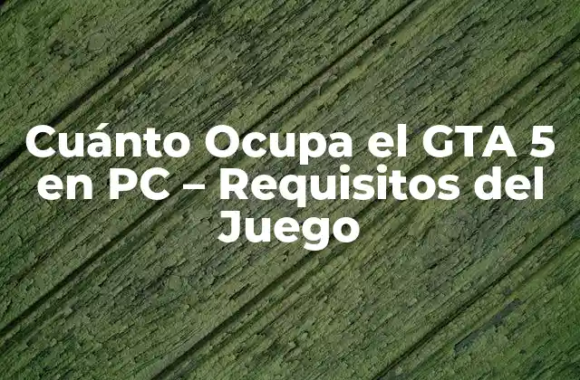 Cuánto Ocupa el Gta 5 en Pc – Requisitos Del Juego