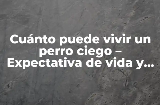 Cuánto Puede Vivir un Perro Ciego – Expectativa de Vida y Cuidado
