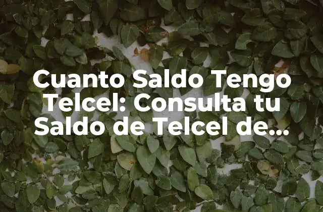 Cuanto Saldo Tengo Telcel: Consulta Tu Saldo de Telcel de Forma Fácil