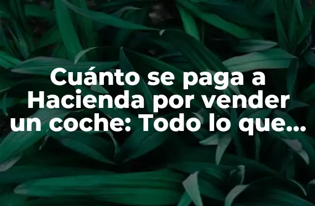 Cuánto Se Paga a Hacienda por Vender un Coche: Todo Lo que Debes Saber