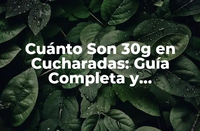 Cuánto Son 30g en Cucharadas: Guía Completa y Actualizada