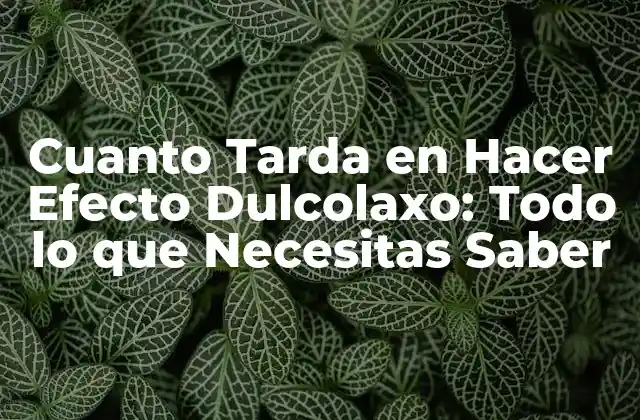 Cuanto Tarda en Hacer Efecto Dulcolaxo: Todo Lo que Necesitas Saber