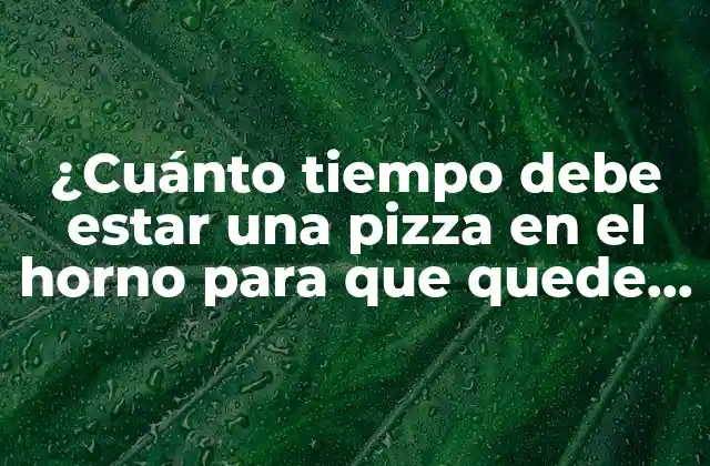 ¿cuánto Tiempo Debe Estar una Pizza en el Horno para que Quede Perfecta?