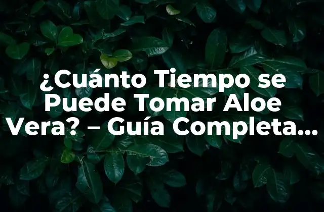 ¿cuánto Tiempo Se Puede Tomar Aloe Vera? – Guía Completa y Segura