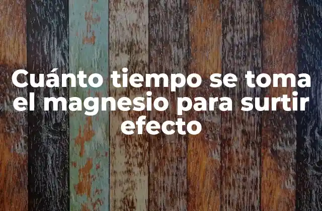 Cuánto Tiempo Se Toma el Magnesio para Surtir Efecto