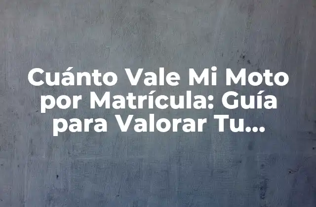 Cuánto Vale Mi Moto por Matrícula: Guía para Valorar Tu Vehículo