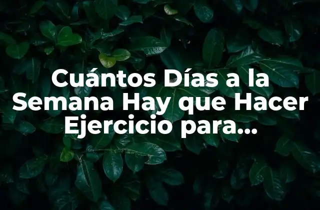 Cuántos Días a la Semana Hay que Hacer Ejercicio para Mantener una Buena Salud
