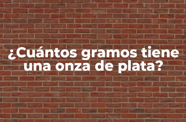 ¿cuántos Gramos Tiene una Onza de Plata?
