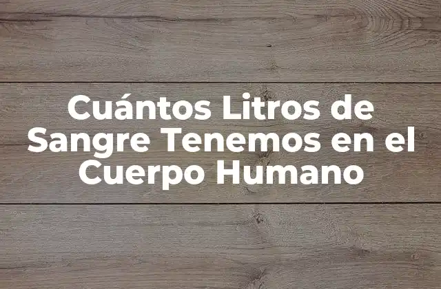 Cuántos Litros de Sangre Tenemos en el Cuerpo Humano
