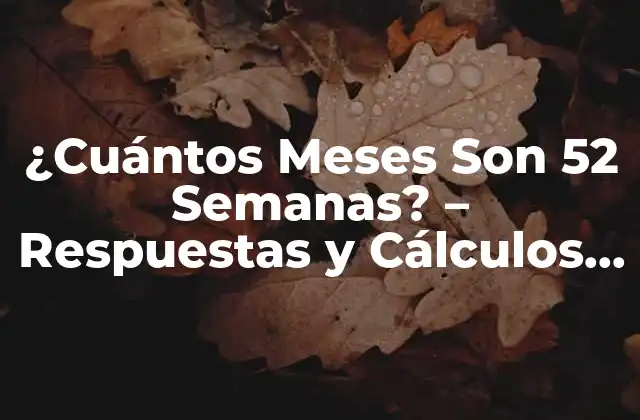¿cuántos Meses Son 52 Semanas? – Respuestas y Cálculos Exactos
