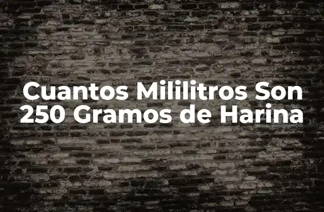 Cuantos Mililitros Son 250 Gramos de Harina