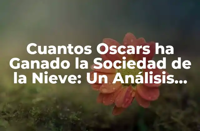 Cuantos Oscars Ha Ganado la Sociedad de la Nieve: un Análisis Detallado