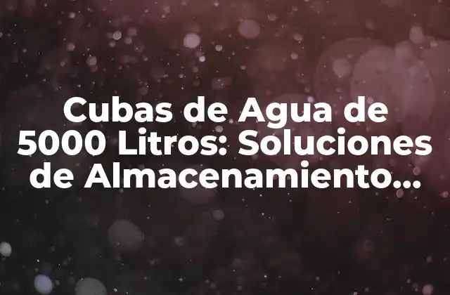 Cubas de Agua de 5000 Litros: Soluciones de Almacenamiento para Su Empresa