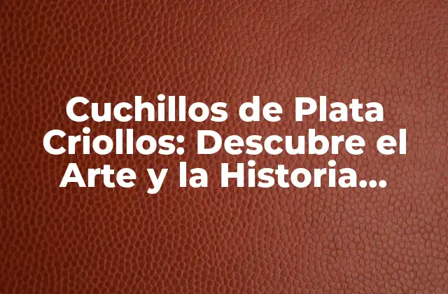 Cuchillos de Plata Criollos: Descubre el Arte y la Historia Detrás de Estos Iconicos Cuchillos