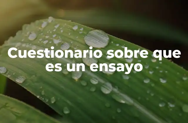 Cuestionario sobre que es un Ensayo