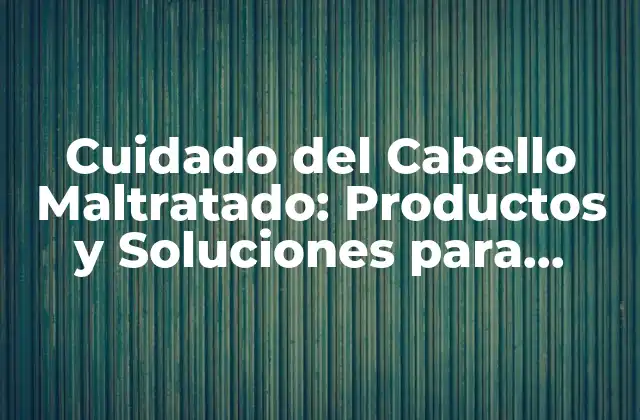 Cuidado Del Cabello Maltratado: Productos y Soluciones para Recuperar la Salud de Tu Cabello