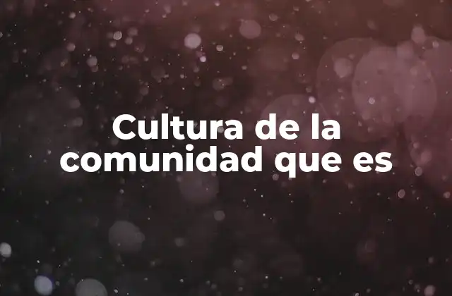 Cultura de la Comunidad que es