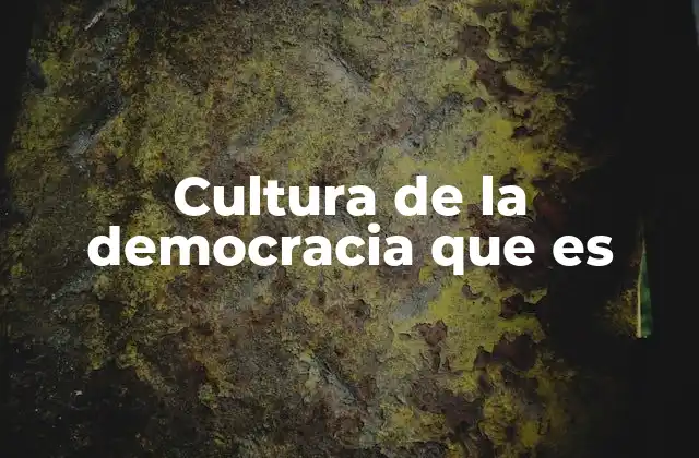 Cultura de la Democracia que es