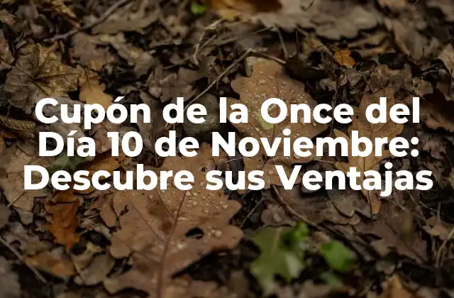 Cupón de la Once Del Día 10 de Noviembre: Descubre Sus Ventajas