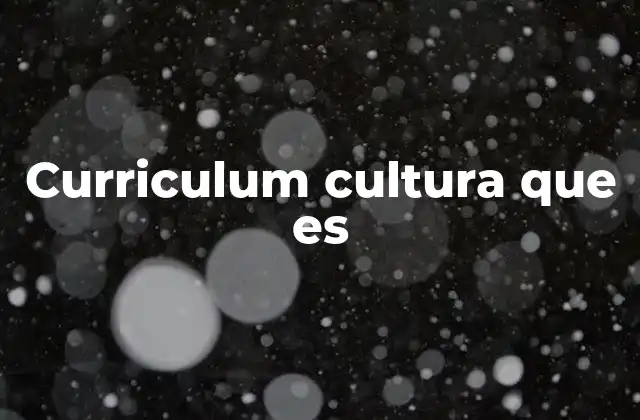 Curriculum Cultura que es