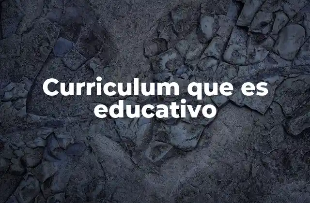 Curriculum que es Educativo