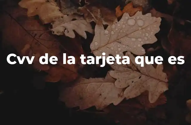 Cvv de la Tarjeta que es