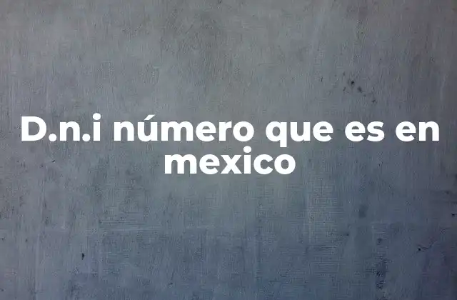 D.n.i Número que es en Mexico