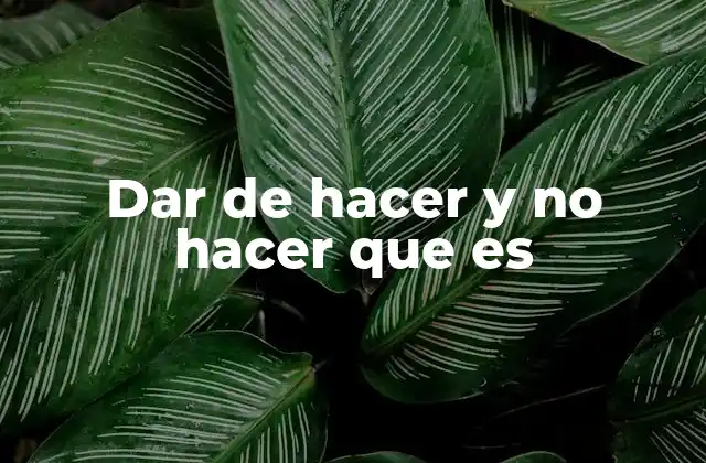 Dar de Hacer y No Hacer que es